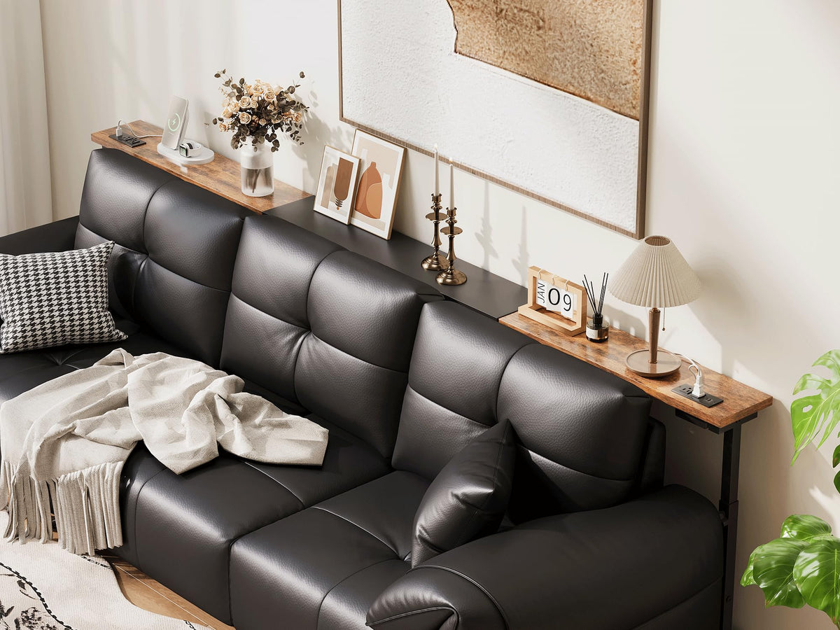 106"-157" Adjustable Length Behind Couch Sofa Table with 3 Power Outlets