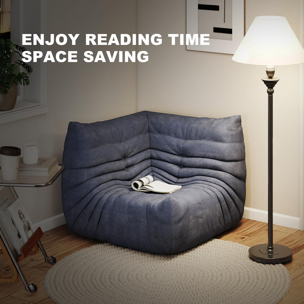 Full Foam 3-Seater Sofa, Bean Bag Floor Couch for Adults, Waterproof Fabric