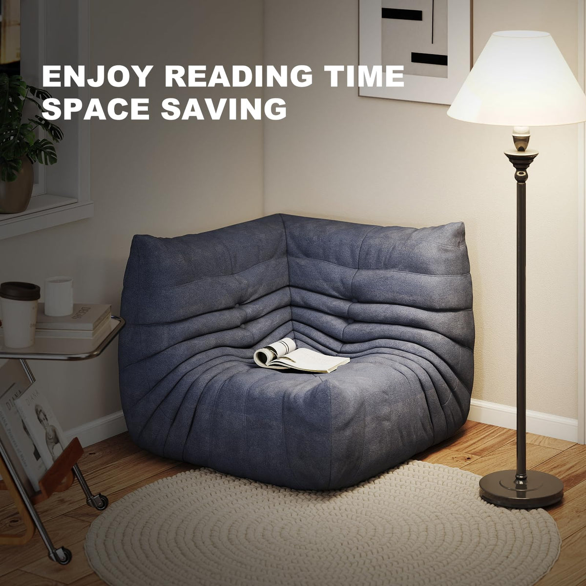 Full Foam 3-Seater Sofa, Bean Bag Floor Couch for Adults, Waterproof Fabric