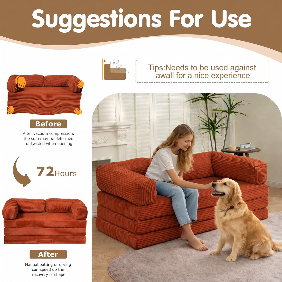 Convertible Sofa Bed Queen,5-in-1 Boneless Couch with Removable Armrests & Handle,Corduroy Futon Sleeper Sofa,Floor Folding Mattress Pull Out Bed for Small Space Apartment Living Room Bedroom,Green