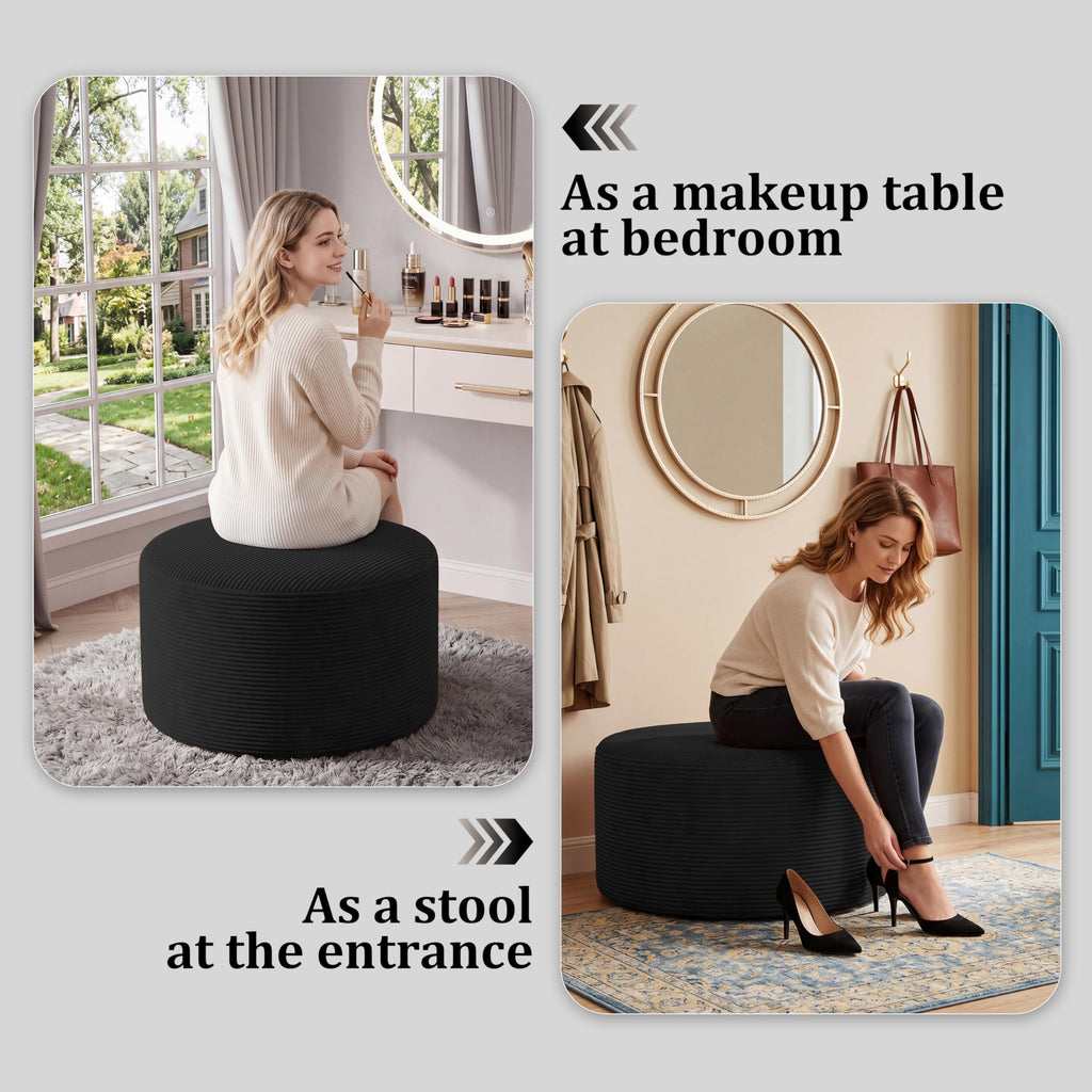 BSHOMGI Nesting Coffee Table Set of 2,Corduroy Ottoman Soft Foot Rest Movable LargePouf Footstool for Living Room Sofa Couch Bedroom Entryway and Small Spaces No Assembly (Blue, 32"+17")