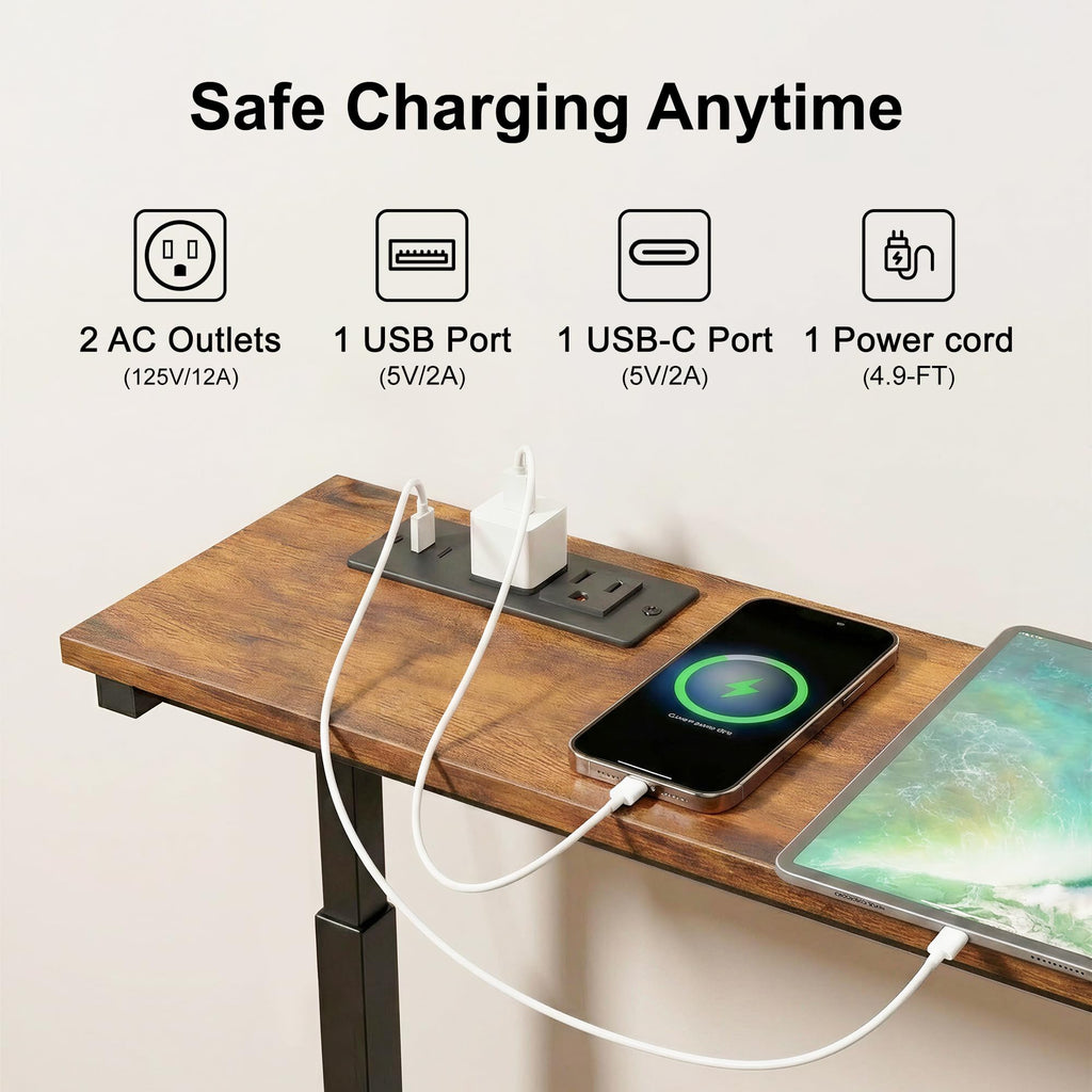106"-157" Adjustable Length Behind Couch Sofa Table with 3 Power Outlets