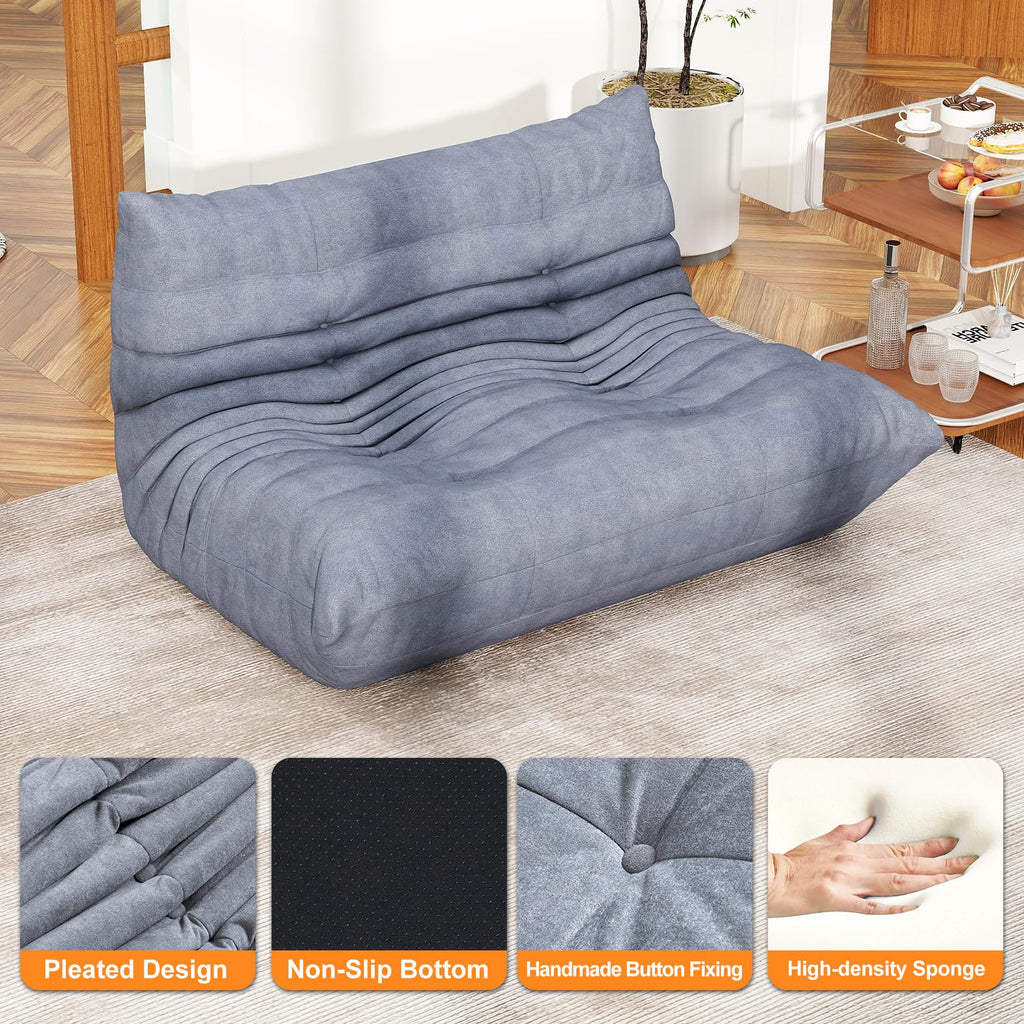 Full Foam 3-Seater Sofa, Bean Bag Floor Couch for Adults, Waterproof Fabric