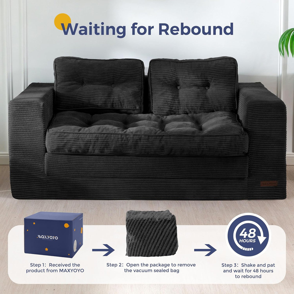 MAXYOYO Folding Sofa Bed, Convertible Sleeper Loveseat with Pillows