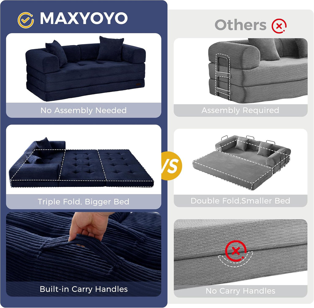 MAXYOYO Convertible Sofa Bed, Floor Sofa Couch with L-Shaped Backrest