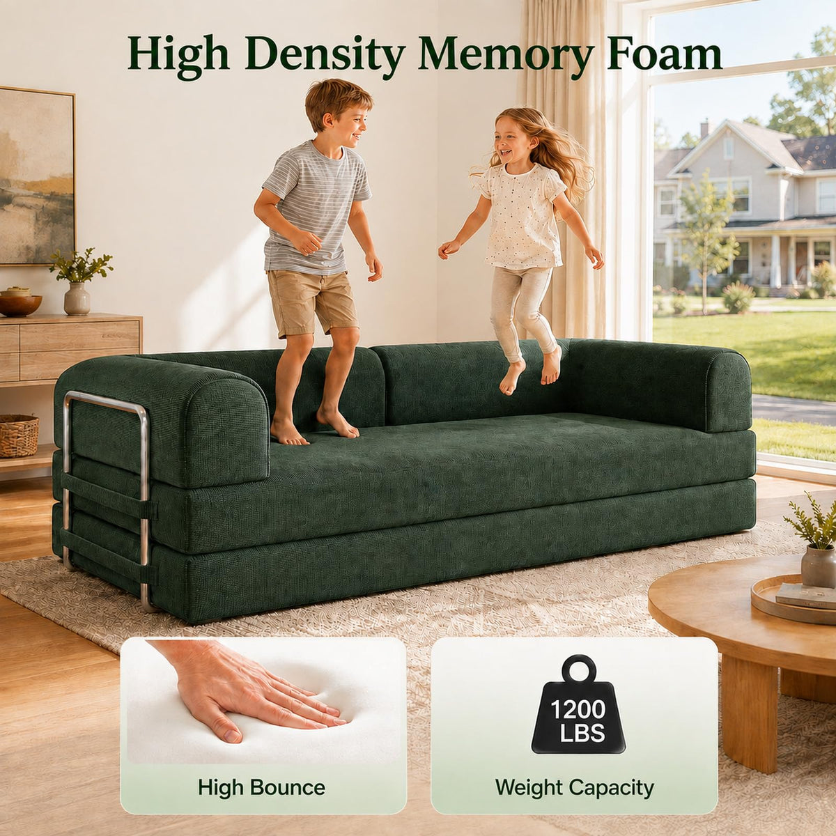 WHGBJA 79" 5 in 1 Convertible Sofa Bed Couch, Modular Sectional, Loveseat