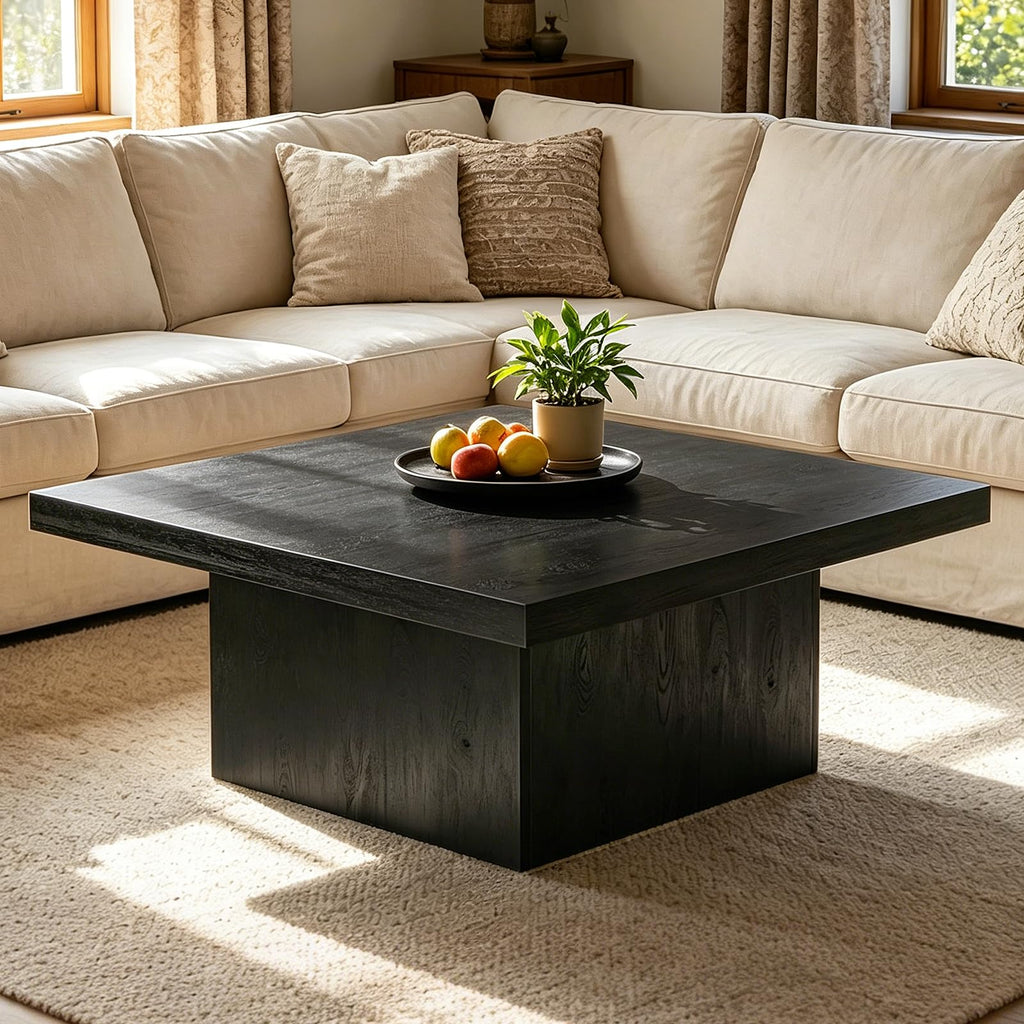 Square Coffee Table,Wooden Living Room Table,Center Table with a Large Tabletop,35.4" x 35.4",for Small Spaces, Apartments, Living Rooms, Vintage Brown