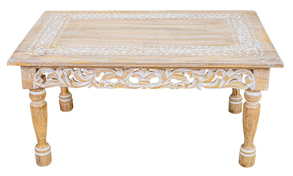 Farmhouse Coffee Table, Jali Carving, 36x24x18 in, Burnt