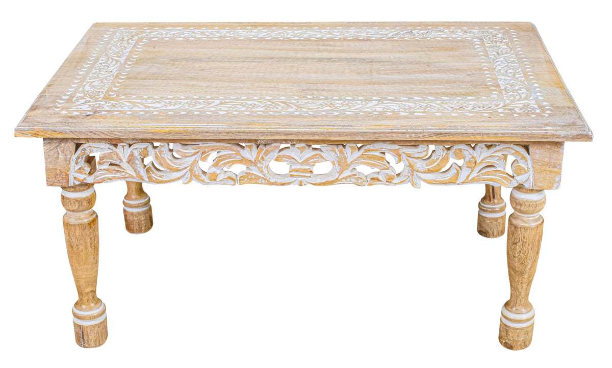Farmhouse Coffee Table, Jali Carving, 36x24x18 in, Burnt