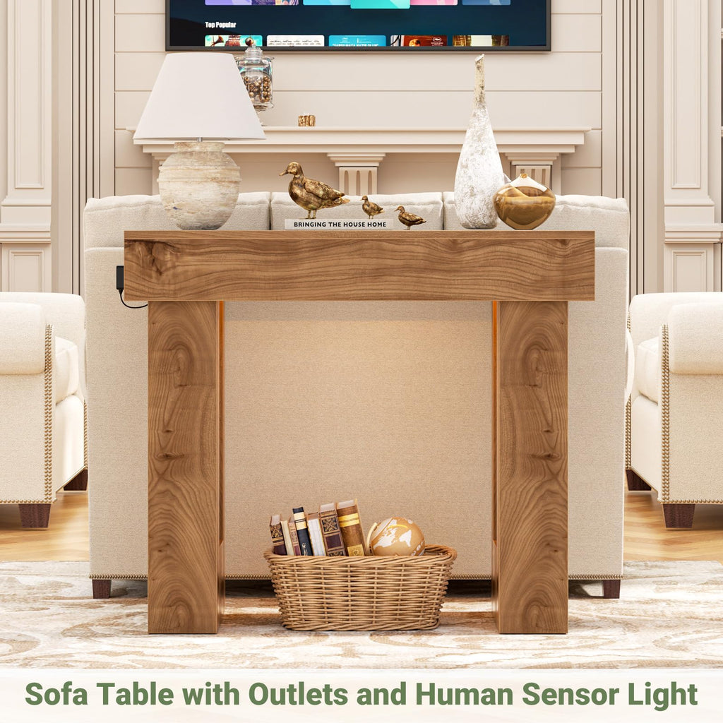 Unikito 63" Console Table with Sensor Light & AC Outlets with USB-C Ports