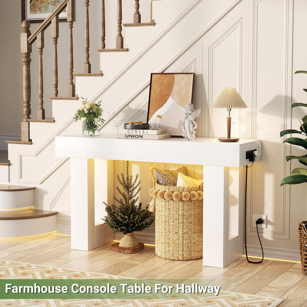 Unikito 63" Console Table with Sensor Light & AC Outlets with USB-C Ports
