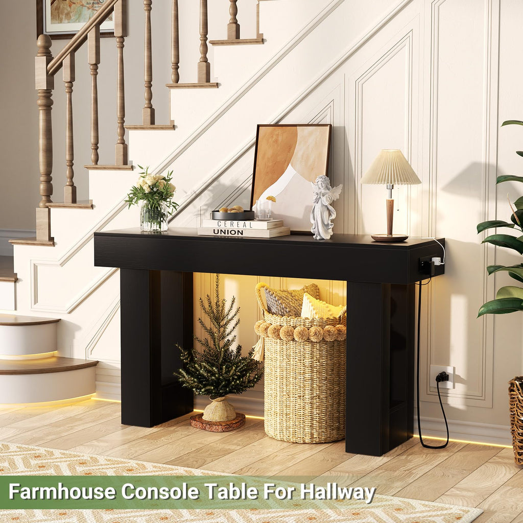 Unikito 63" Console Table with Sensor Light & AC Outlets with USB-C Ports