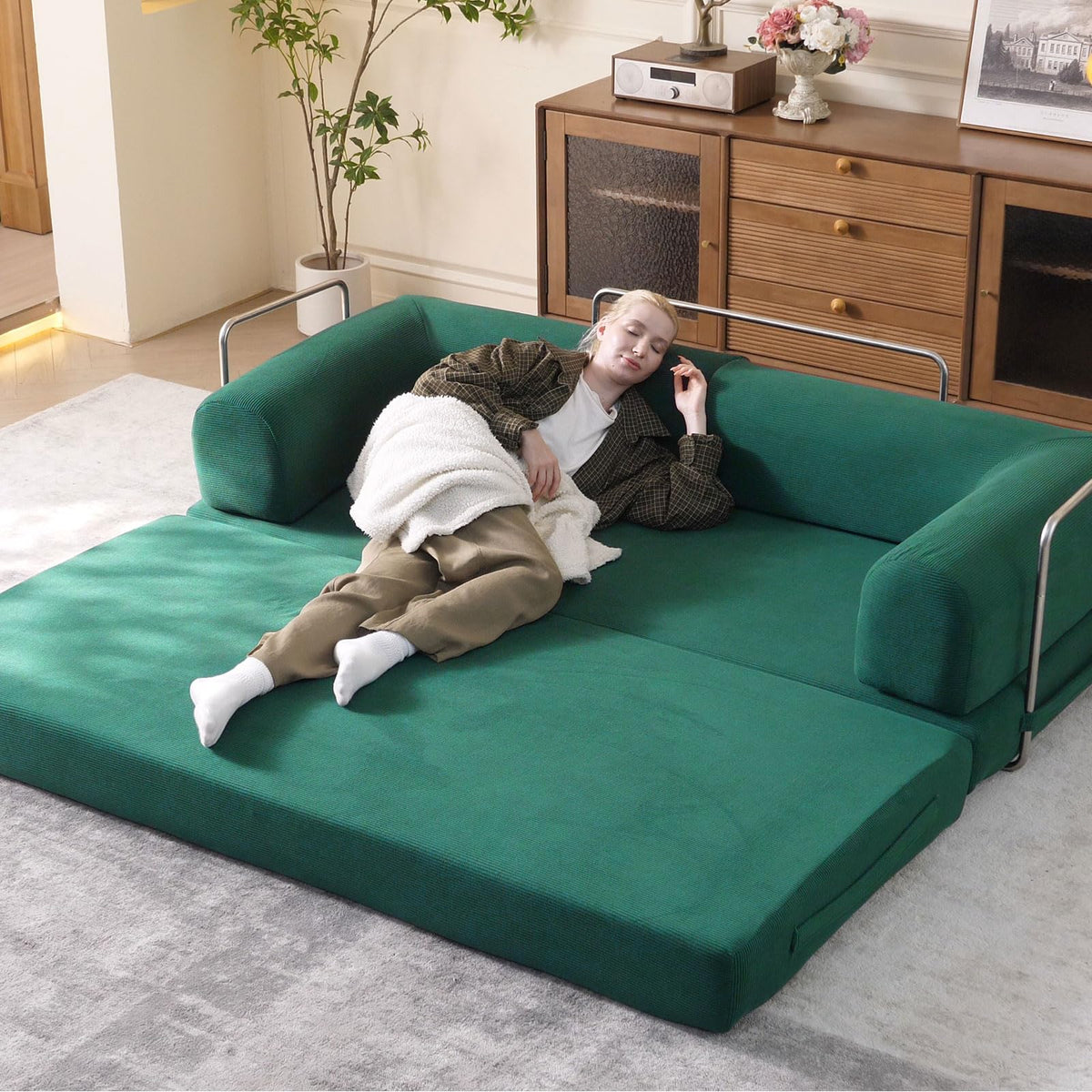WHGBJA 79" 5 in 1 Convertible Sofa Bed Couch, Modular Sectional, Loveseat