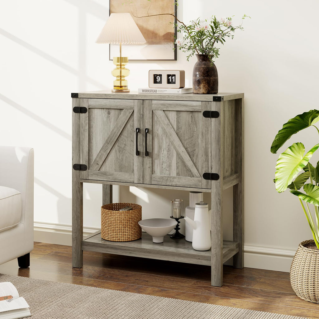 Mufico Console Table Coffee Bar Sofa Cabinet, 31.5Lx13.8Dx34.65H(White)