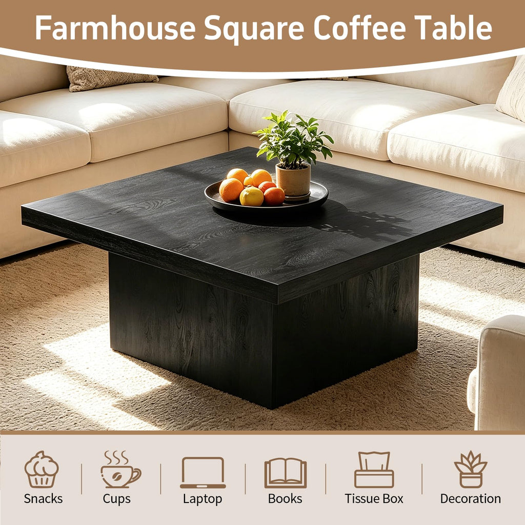 Square Coffee Table,Wooden Living Room Table,Center Table with a Large Tabletop,35.4" x 35.4",for Small Spaces, Apartments, Living Rooms, Vintage Brown