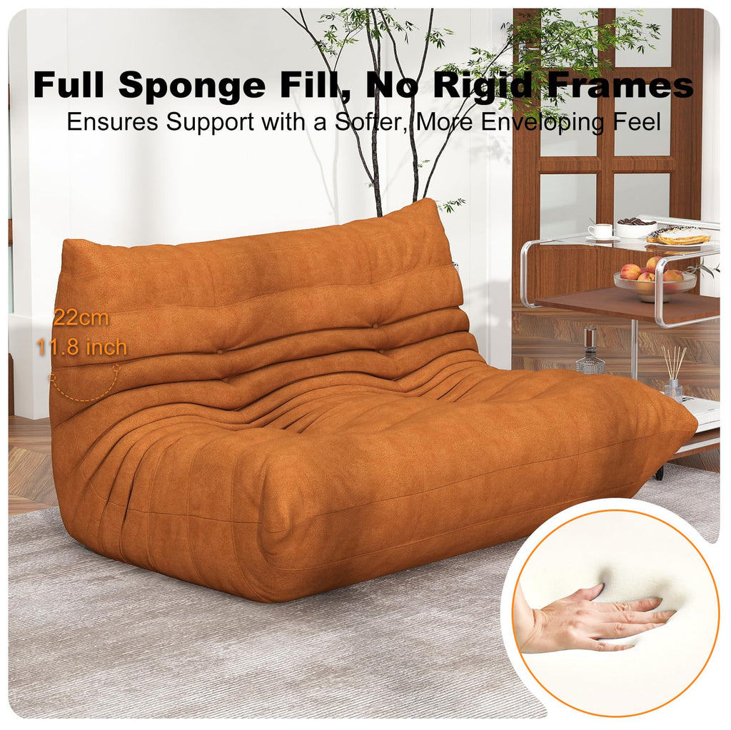 Full Foam 3-Seater Sofa, Bean Bag Floor Couch for Adults, Waterproof Fabric