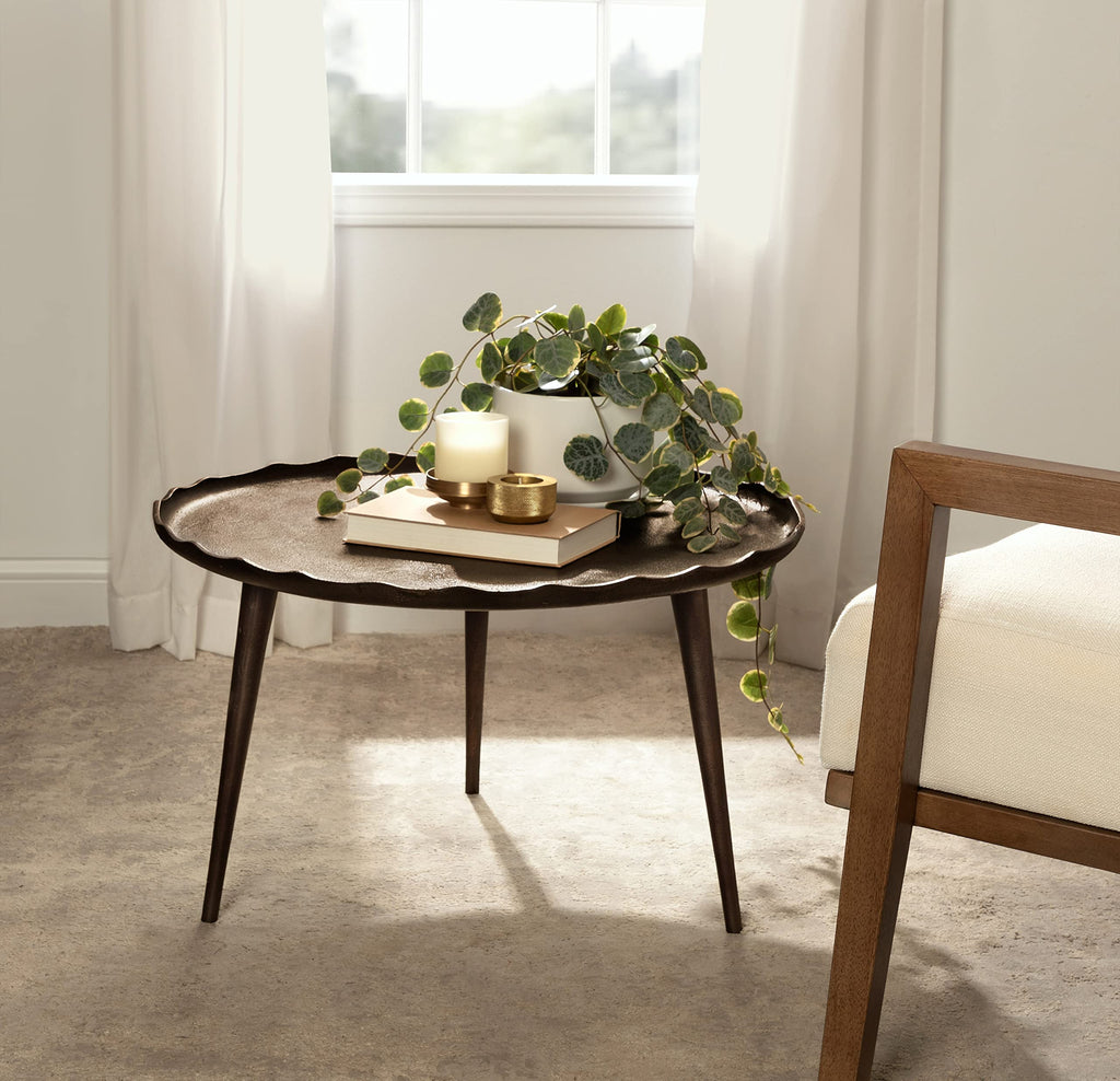 Kate and Laurel Alessia Modern Coffee Table, 26 x 26 x 15, Gold, Metal Coffee Table with Antique Detailing for Storage and Display