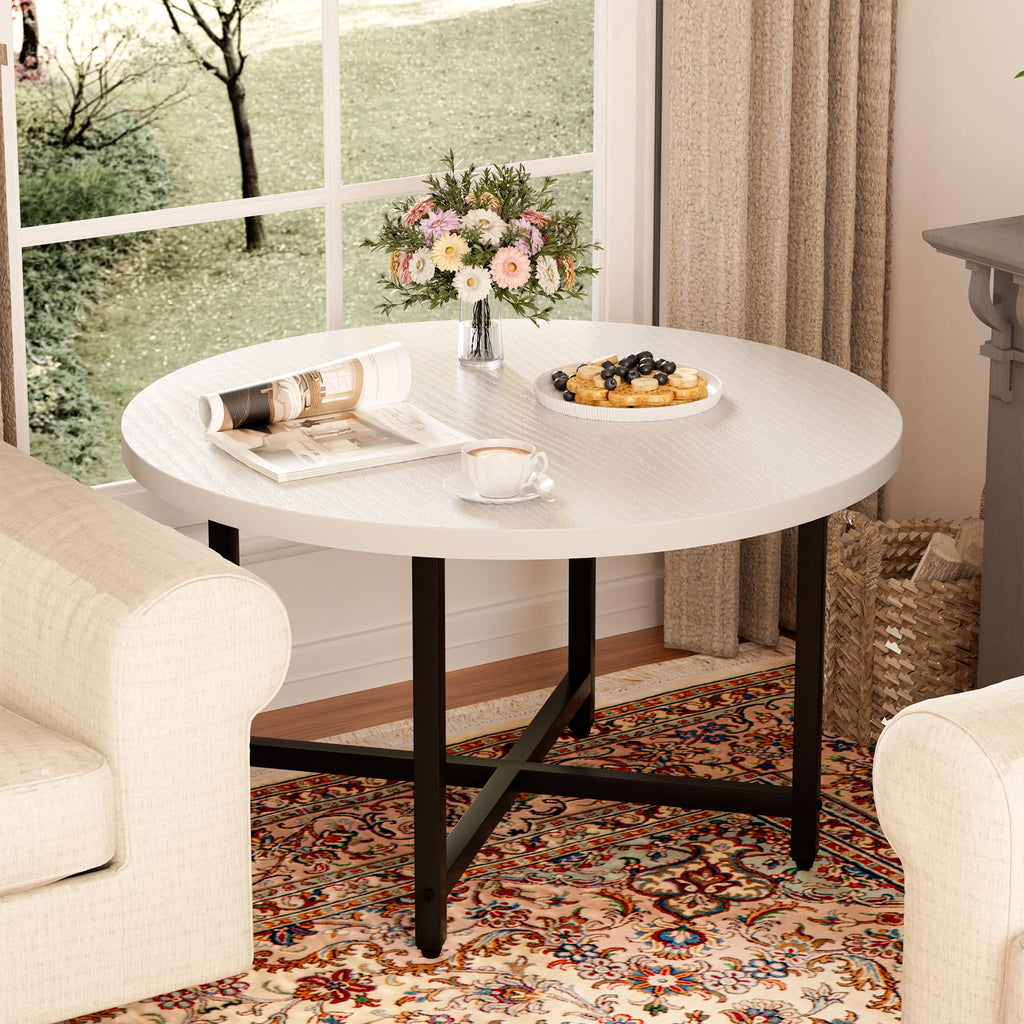 Coffee Tables for Living Room, 27.6" Round Coffee Table, Black Coffee Table
