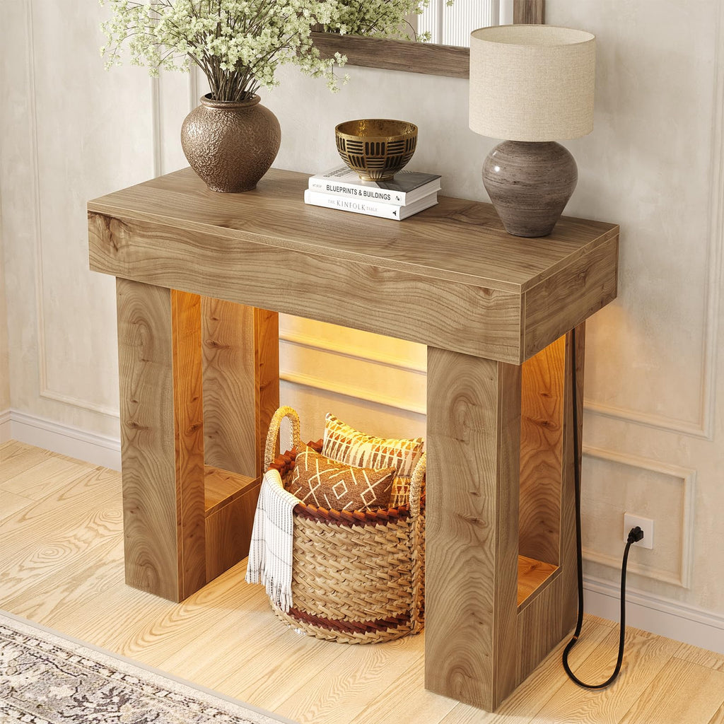 Unikito 63" Console Table with Sensor Light & AC Outlets with USB-C Ports