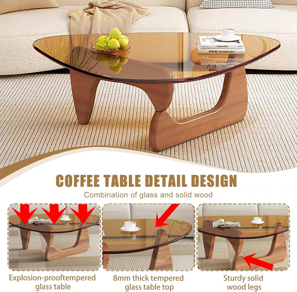 Mid Century Modern Coffee Table, Triangle Glass Coffee Table