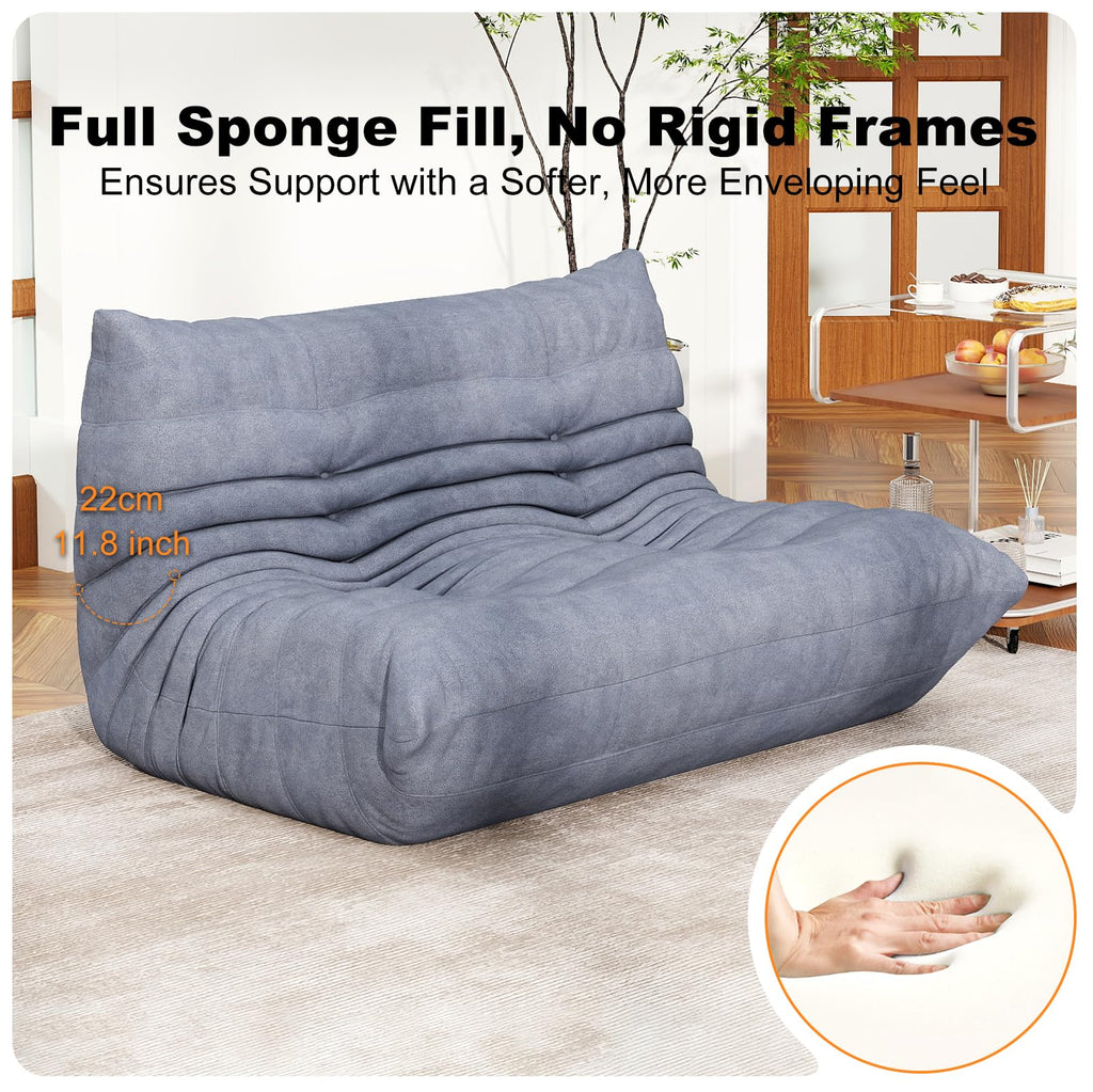 Full Foam 3-Seater Sofa, Bean Bag Floor Couch for Adults, Waterproof Fabric