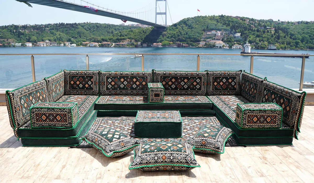 arabicsofa U Shaped Traditional Floor Sofa Majlis Seatingâ Modular Turkish Moroccan Jalsa Set with Washable Covers