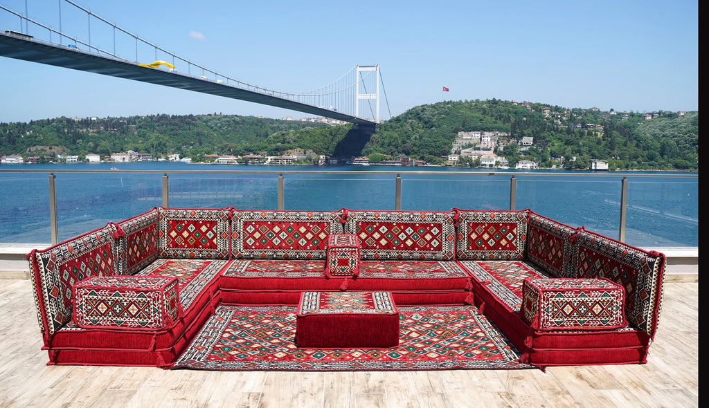 arabicsofa U Shaped Traditional Floor Sofa Majlis Seatingâ Modular Turkish Moroccan Jalsa Set with Washable Covers