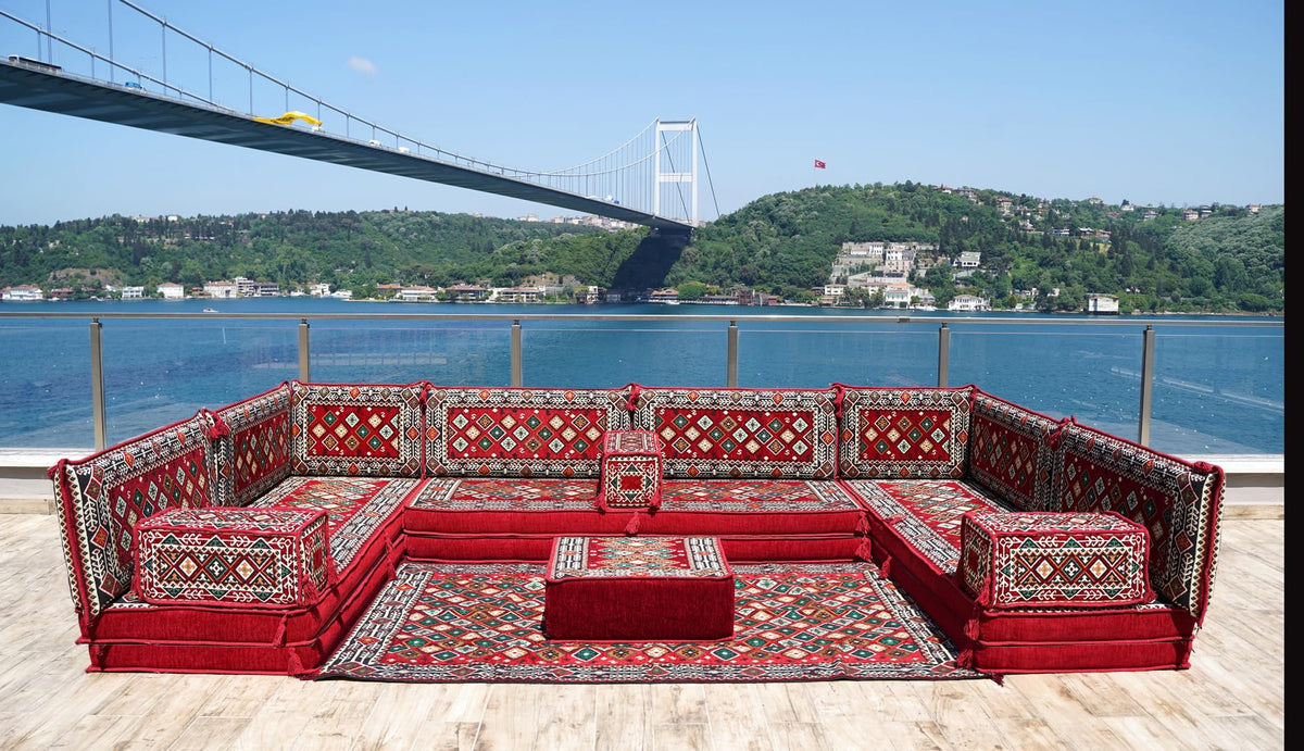 arabicsofa U Shaped Traditional Floor Sofa Majlis Seatingâ Modular Turkish Moroccan Jalsa Set with Washable Covers