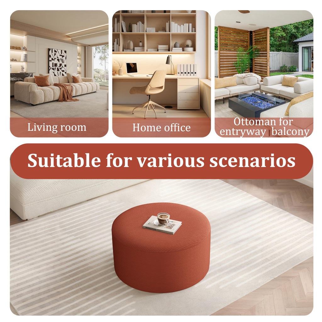 BSHOMGI Nesting Coffee Table Set of 2,Corduroy Ottoman Soft Foot Rest Movable LargePouf Footstool for Living Room Sofa Couch Bedroom Entryway and Small Spaces No Assembly (Blue, 32"+17")