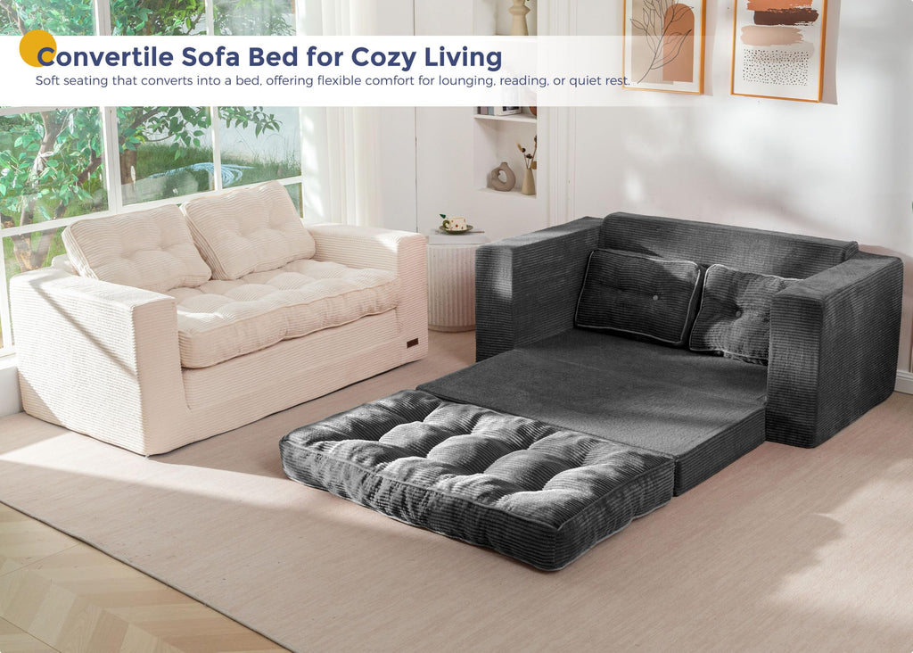 MAXYOYO Folding Sofa Bed, Convertible Sleeper Loveseat with Pillows