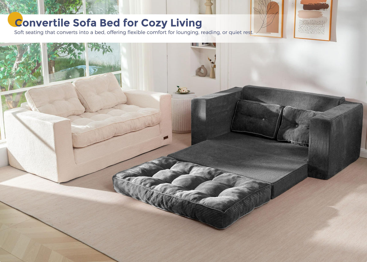 MAXYOYO Folding Sofa Bed, Convertible Sleeper Loveseat with Pillows