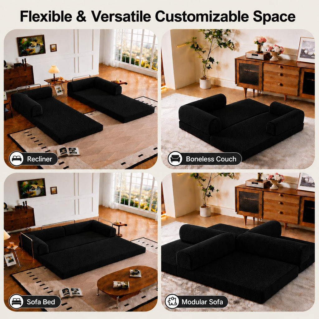 WHGBJA 79" 5 in 1 Convertible Sofa Bed Couch, Modular Sectional, Loveseat