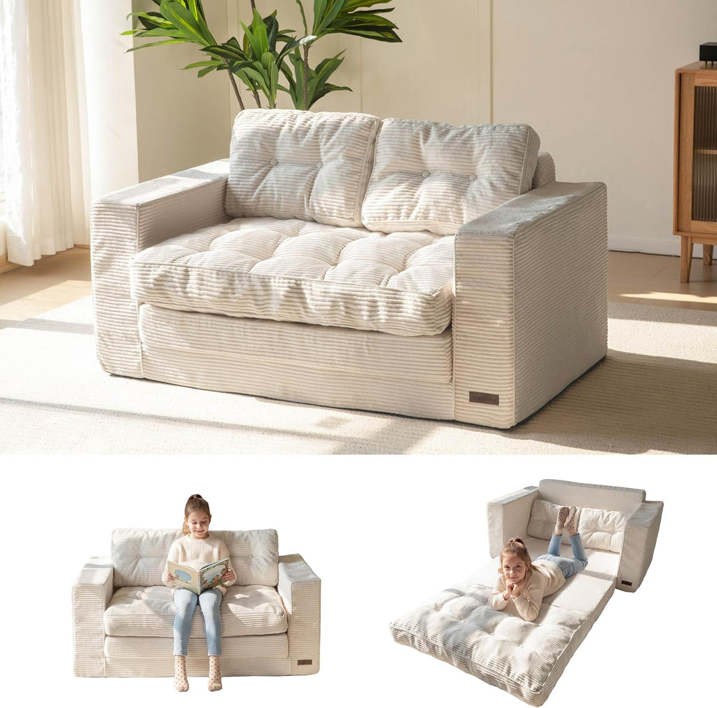 MAXYOYO Convertible Sofa Bed, Pull Out Loveseat Sofa Couch