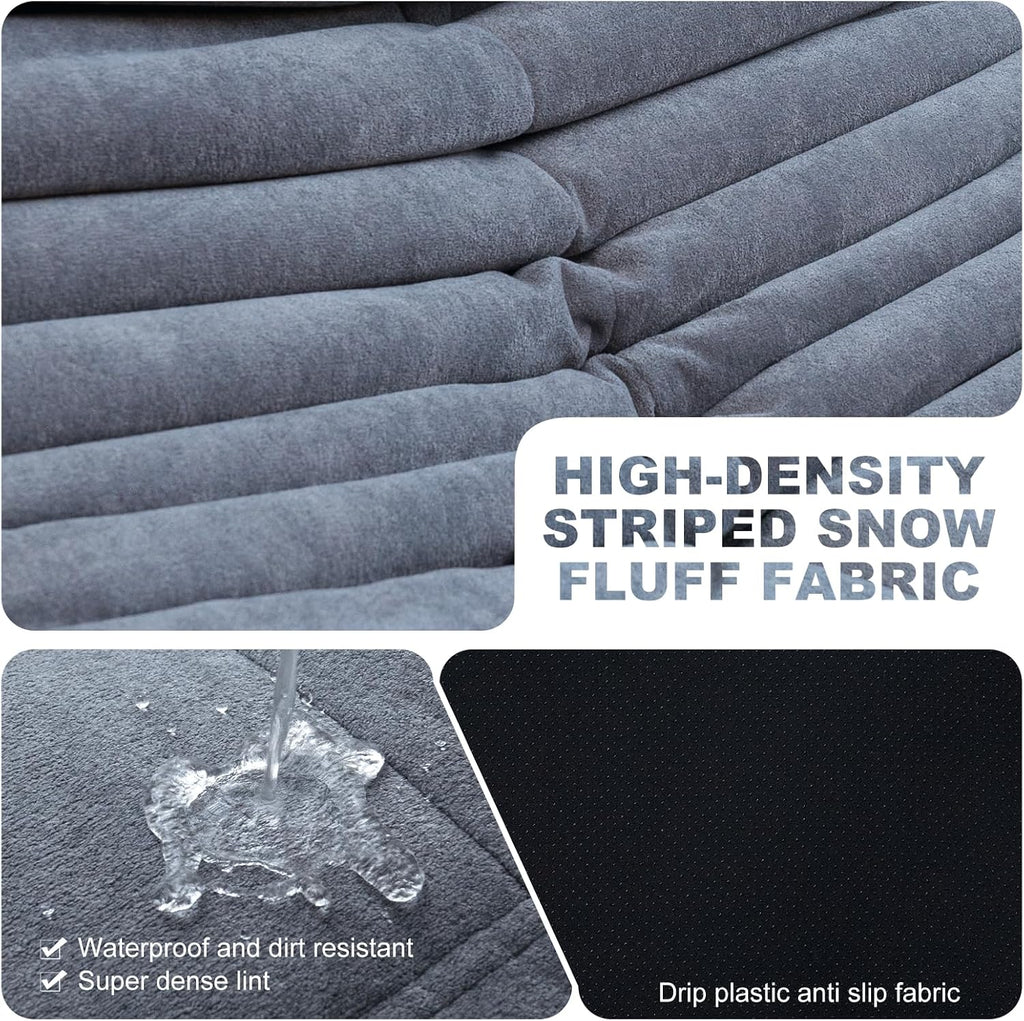 Full Foam 3-Seater Sofa, Bean Bag Floor Couch for Adults, Waterproof Fabric