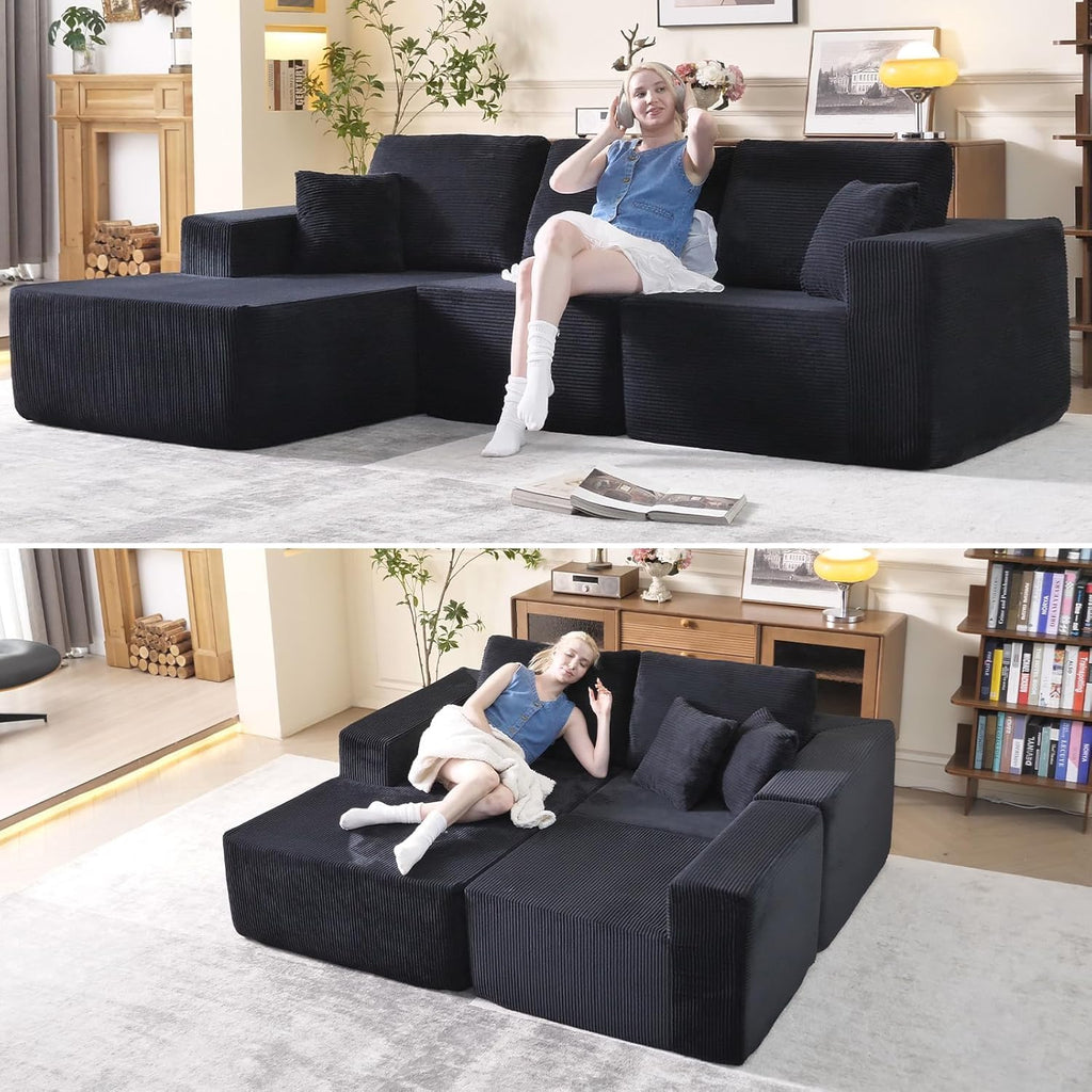 WHGBJA 79" 5 in 1 Convertible Sofa Bed Couch, Modular Sectional, Loveseat