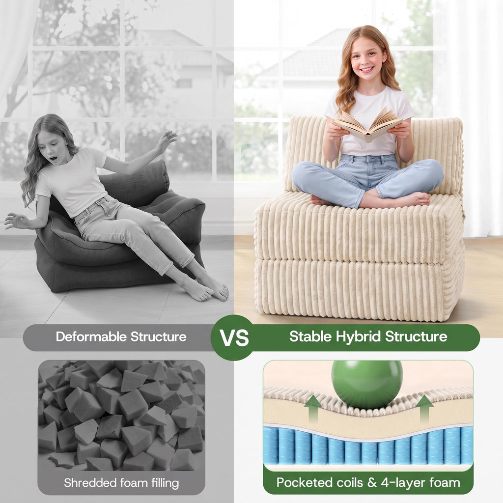 Folding Sofa Bed Convertible 4 in 1 Sleeper Chair Black Single