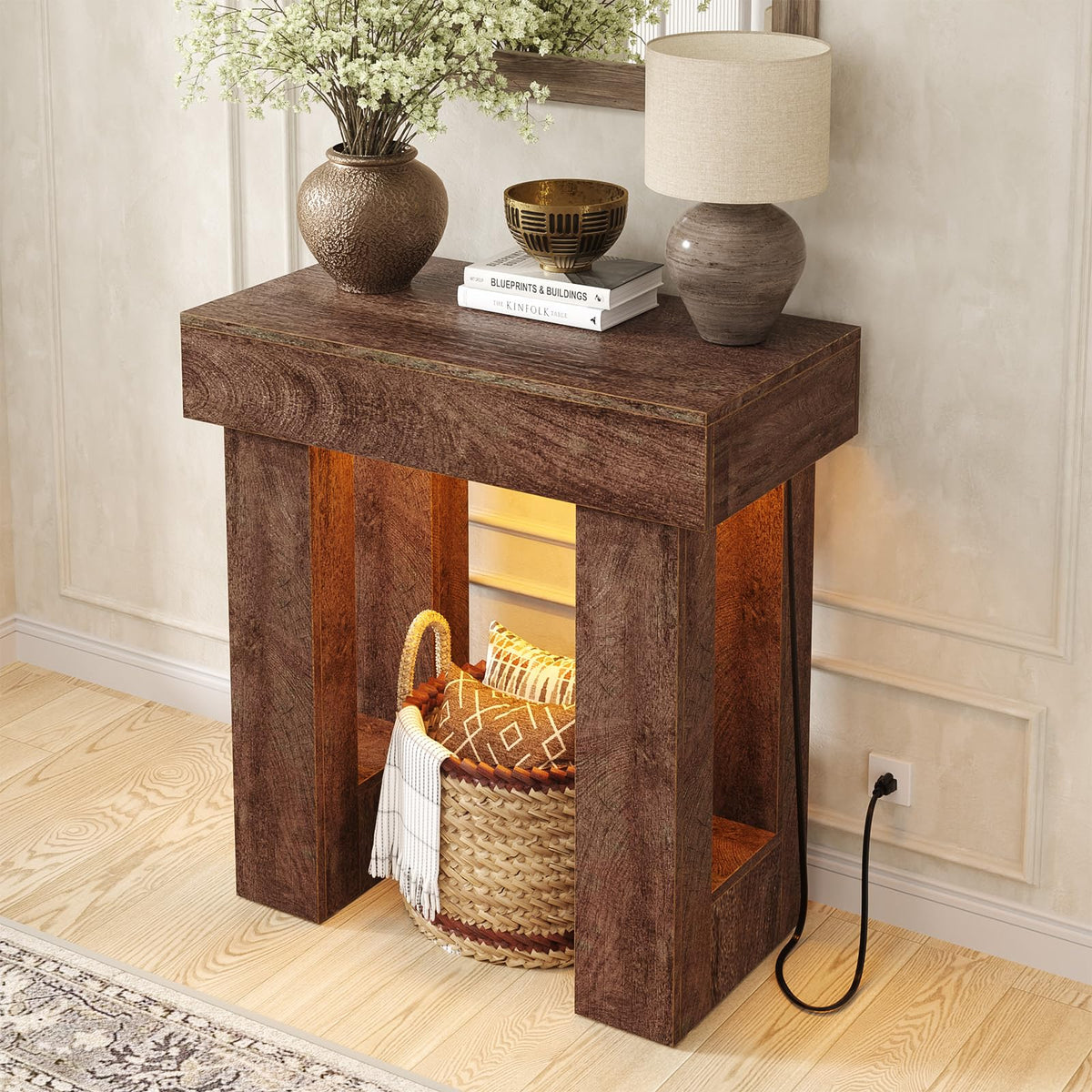 Unikito 63" Console Table with Sensor Light & AC Outlets with USB-C Ports