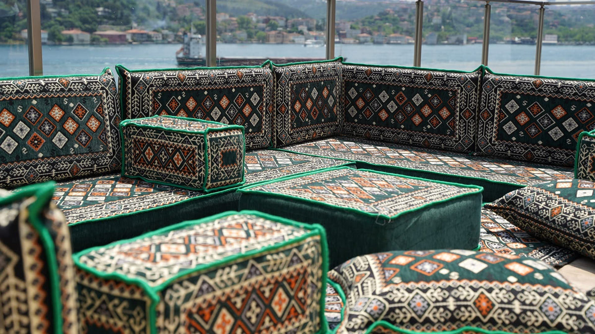 arabicsofa U Shaped Traditional Floor Sofa Majlis Seatingâ Modular Turkish Moroccan Jalsa Set with Washable Covers
