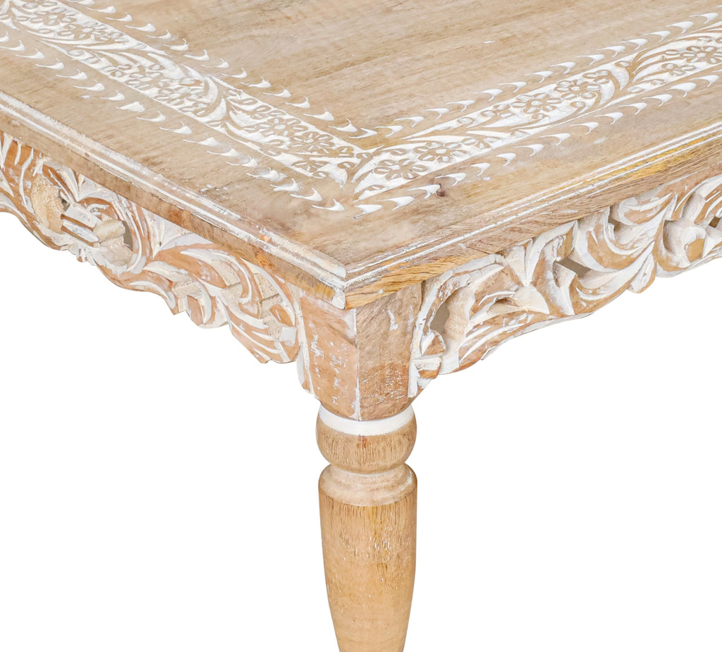 Farmhouse Coffee Table, Jali Carving, 36x24x18 in, Burnt
