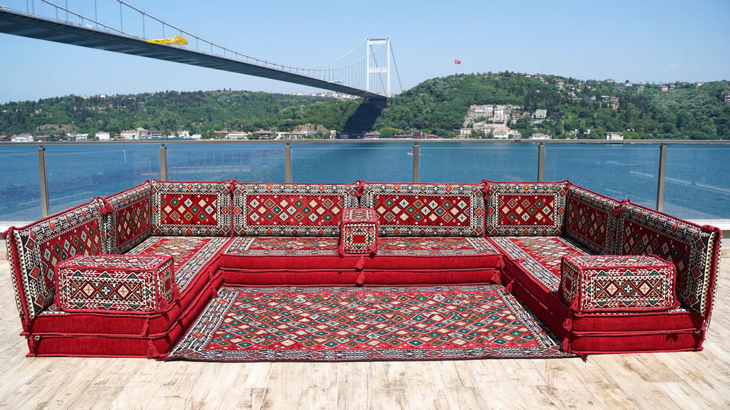 arabicsofa U Shaped Traditional Floor Sofa Majlis Seatingâ Modular Turkish Moroccan Jalsa Set with Washable Covers