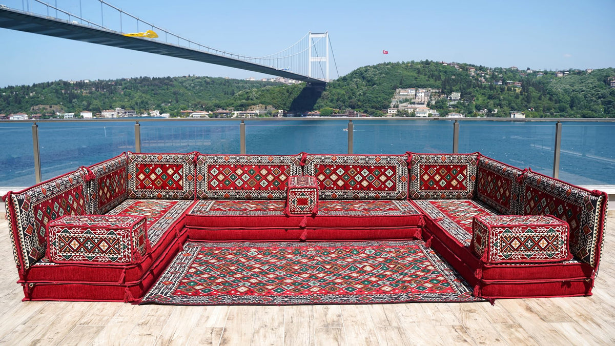 arabicsofa U Shaped Traditional Floor Sofa Majlis Seatingâ Modular Turkish Moroccan Jalsa Set with Washable Covers