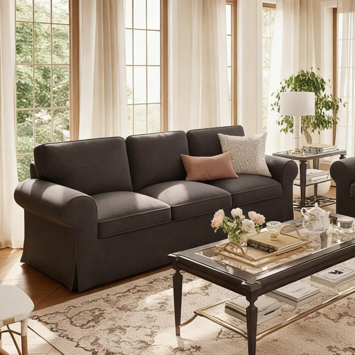 Ektorp 3 Seat Sofa Cover Slipcover Replacement Made for IKEA Ektorp 3 Seat Sofa Cover, Couch Cover Not Include The Sofa Body,Khaki