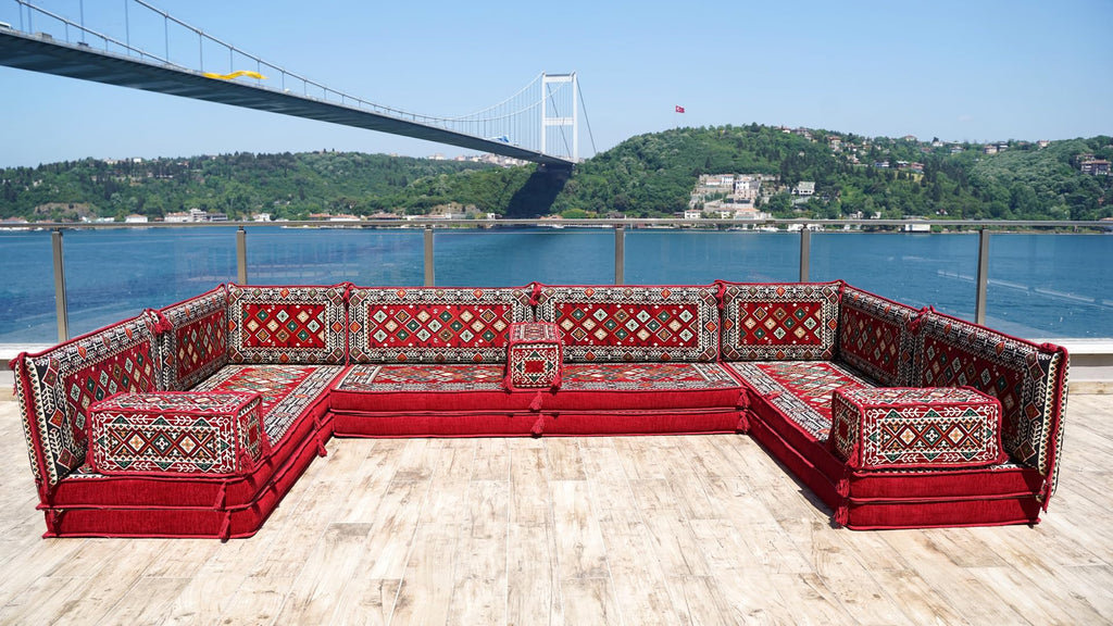 arabicsofa U Shaped Traditional Floor Sofa Majlis Seatingâ Modular Turkish Moroccan Jalsa Set with Washable Covers