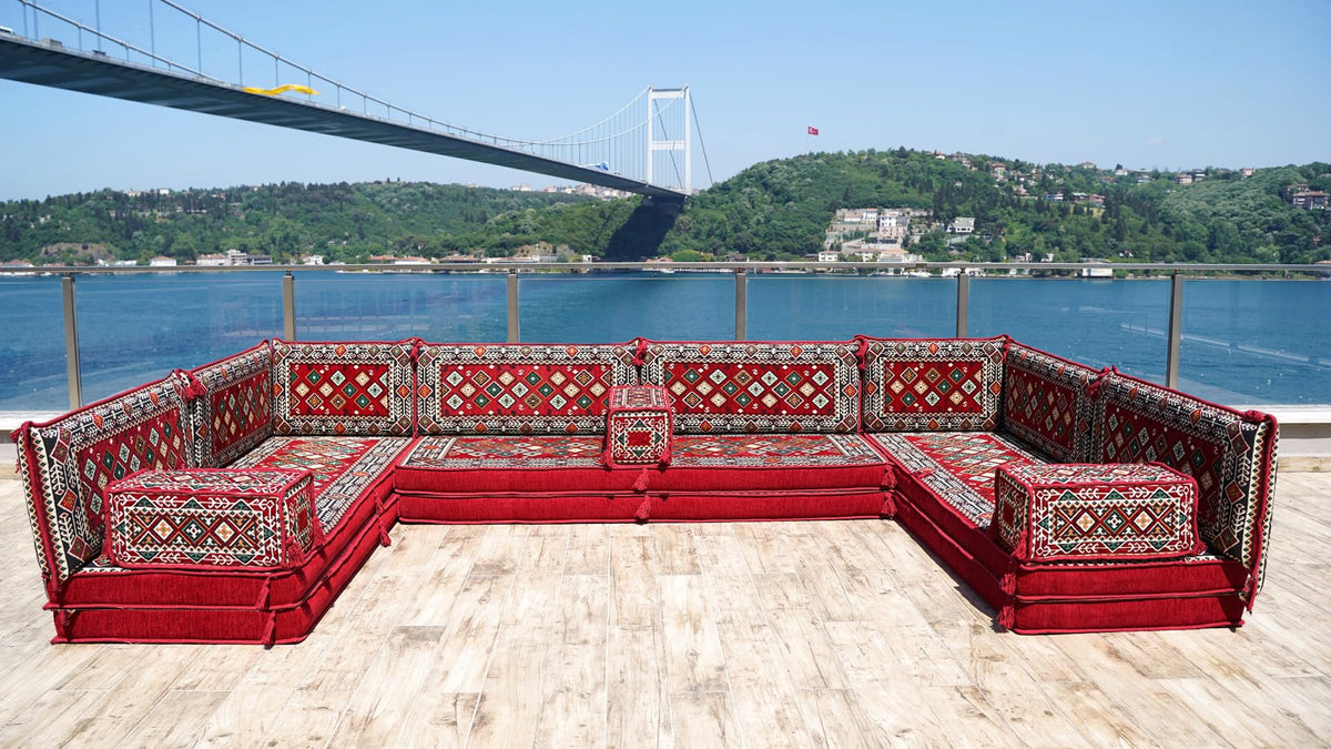arabicsofa U Shaped Traditional Floor Sofa Majlis Seatingâ Modular Turkish Moroccan Jalsa Set with Washable Covers