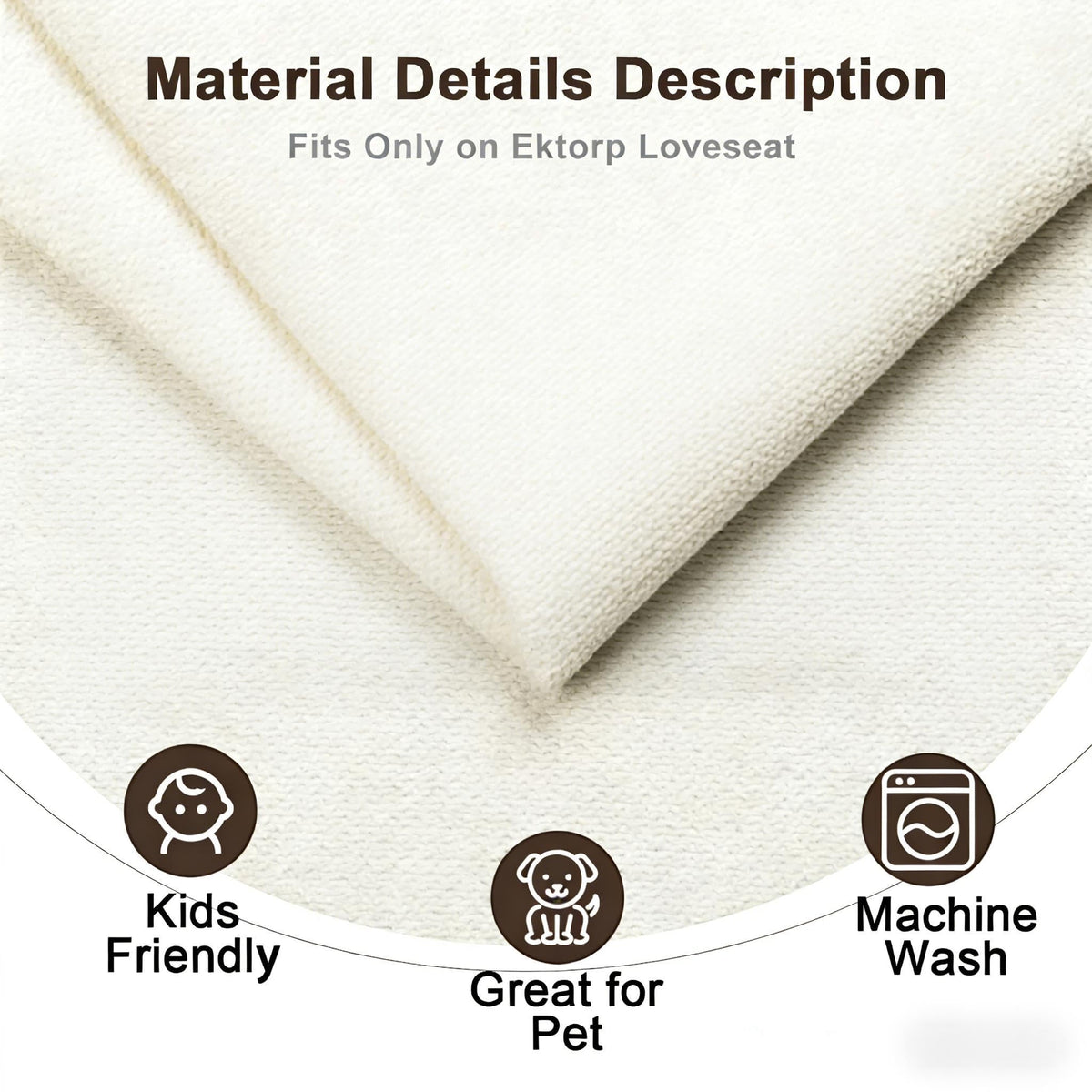 Ektorp 3 Seat Sofa Cover Slipcover Replacement Made for IKEA Ektorp 3 Seat Sofa Cover, Couch Cover Not Include The Sofa Body,Khaki