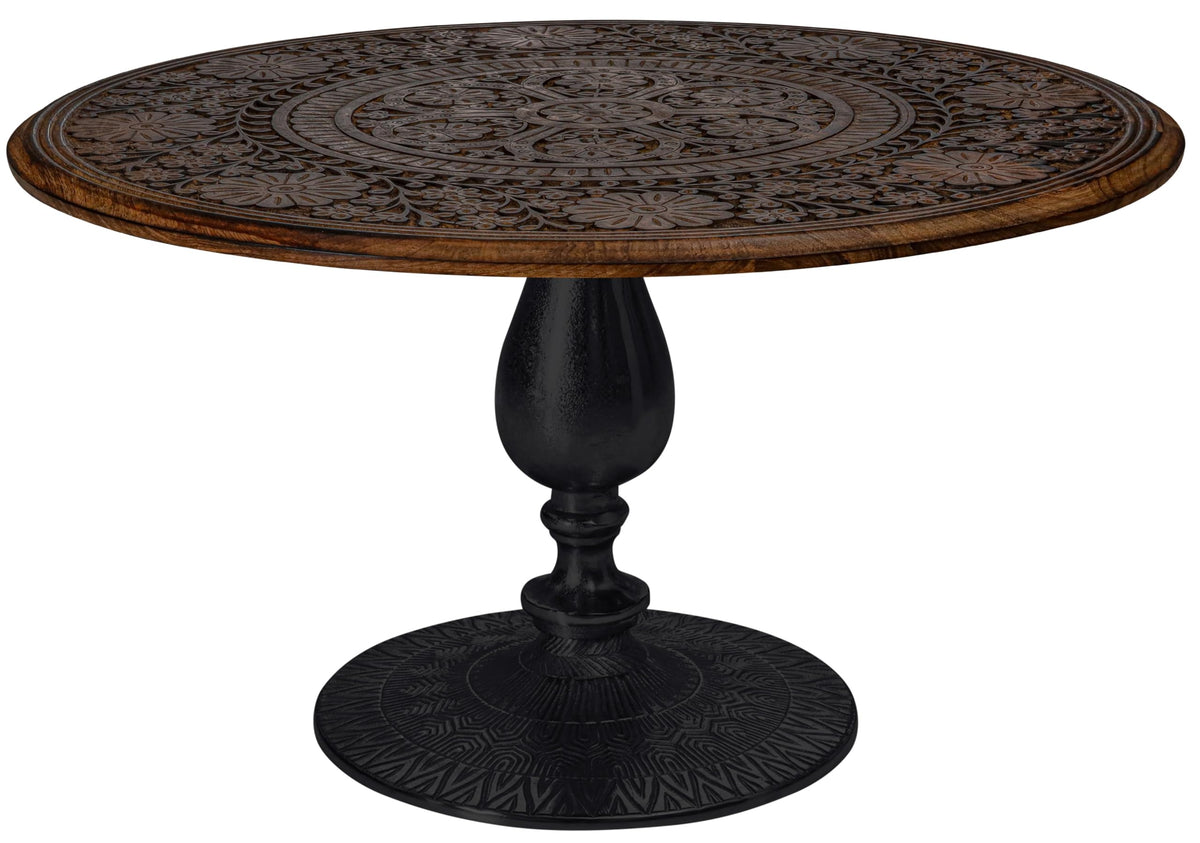 Farmhouse Coffee Table, Jali Carving, 36x24x18 in, Burnt
