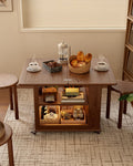 Expandable Coffee Table with Hidden Storage and Adjustable Shelves Walnut