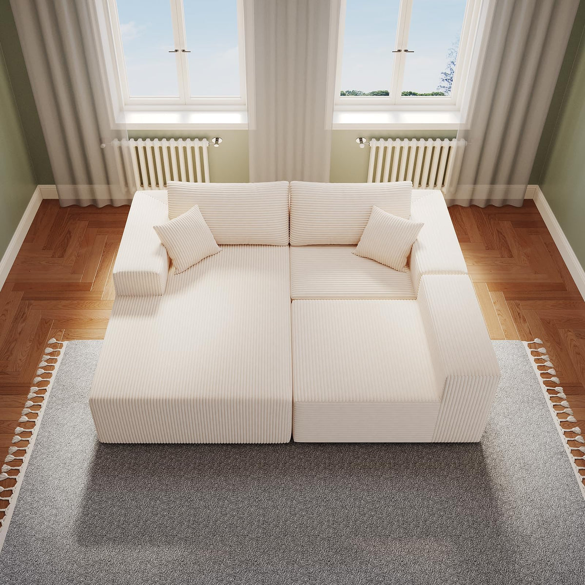 WHGBJA 79" 5 in 1 Convertible Sofa Bed Couch, Modular Sectional, Loveseat