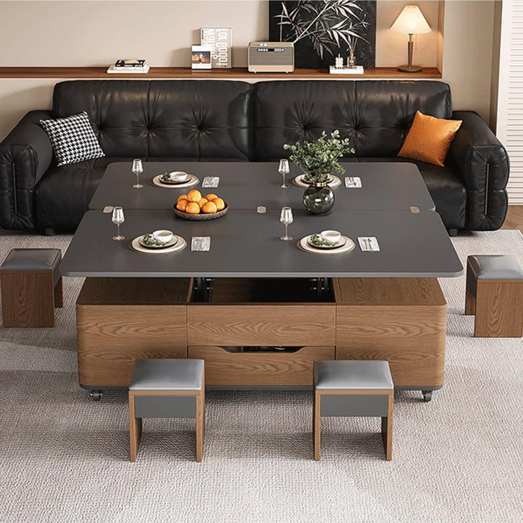 3âinâ1 LiftâTop CoffeeâTable with Storage Drawers & Rolling Casters