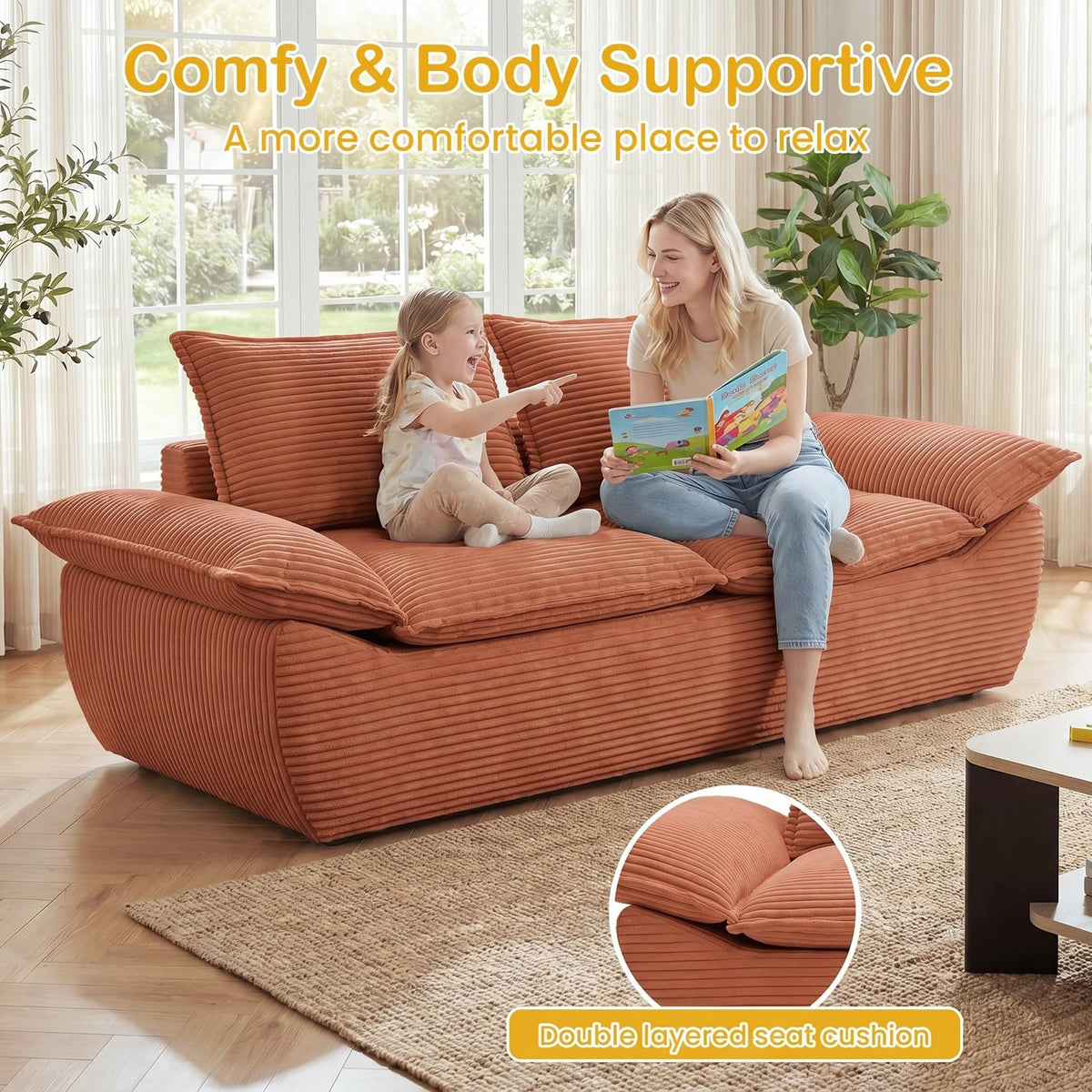 56" Boneless Loveseat, 2-Seater Black Boneless Sofa with Removable Cushions & 2 Pillows, Small Mini Couch Boneless Foam Sofa for Living Room, Apartments, & Office